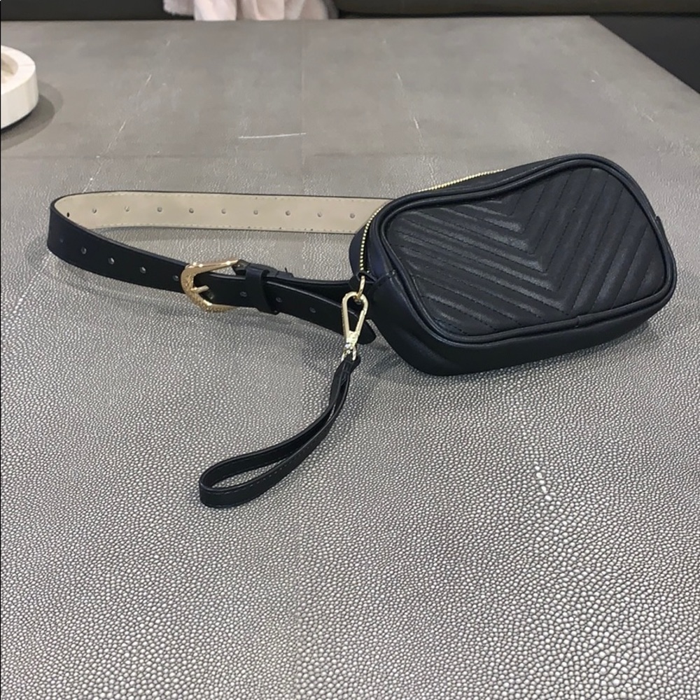 Black Quilted Steve Madden Belt Bag